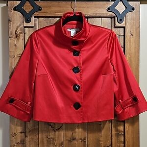 Nygard Petites Red Black Cropped Jacket Size 8
